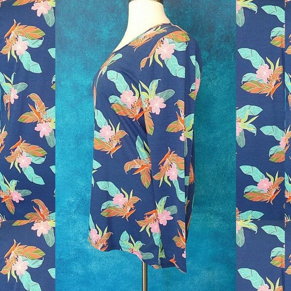 NWT LulaRoe Blue Floral Print Lynnae Top 3XL - Picture 4 of 9